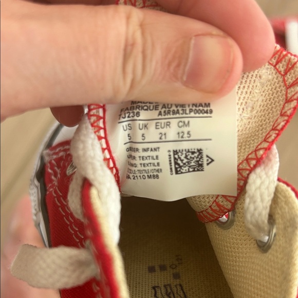 Converse Kids Red and White Sneakers - Picture 8 of 9